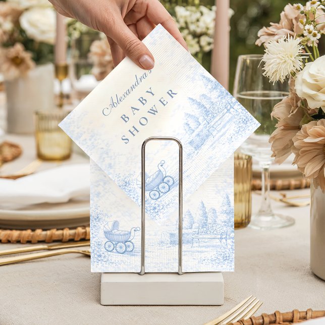 Guardanapo De Papel French Blue Toile Baby Shower (Criador carregado)