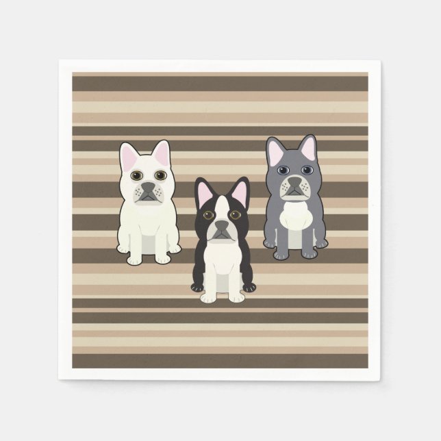 Guardanapo De Papel Frenchies Neutral Striped (Frente)