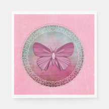 Frente Rosa-borboleta Elegante Napkins
