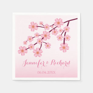 Guardanapo De Papel Fresca-Rosa Sakura com Nomes Casados