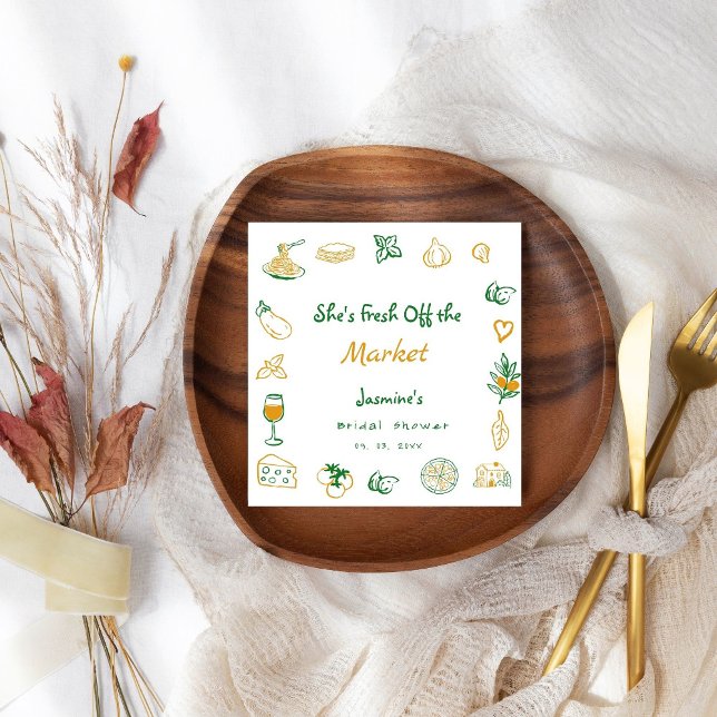 Guardanapo De Papel Fresco Do Banheira Bridal Desenhada Da Mão Do Merc (Criador carregado)