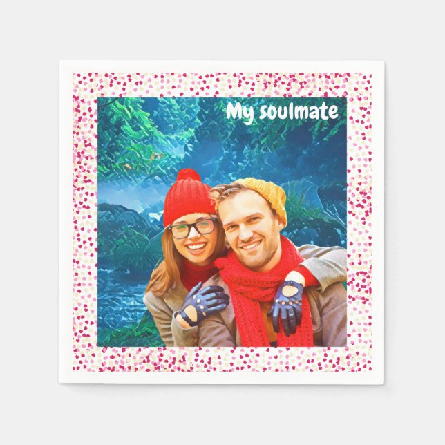 Guardanapo De Papel fresh modern personalized design red hearts (Frente)