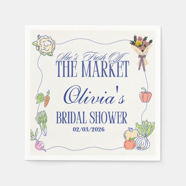 Guardanapo De Papel Fresh Off the Market Bridal Shower Welcome To (Frente)