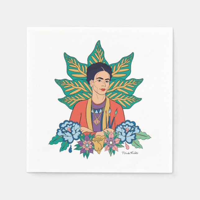 Guardanapo De Papel Frida Kahlo Colorful Floral Graphic (Frente)