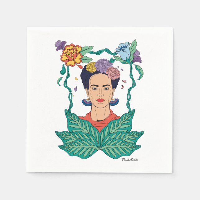 Guardanapo De Papel Frida Kahlo Floral Frame Graphic (Frente)