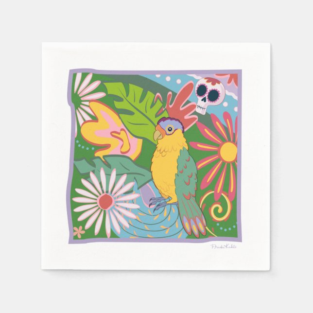 Guardanapo De Papel Frida Kahlo Parrot Graphic (Frente)