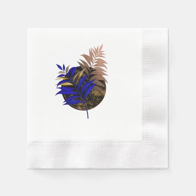 Guardanapo De Papel Frio azul no círculo preto (Frente)