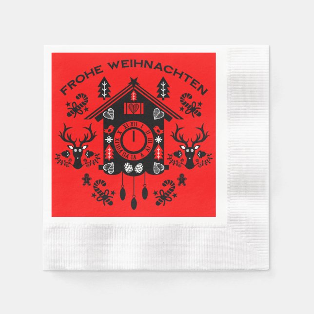 Guardanapo De Papel Frohe Weihnachten German Cuckoo Clock (Frente)