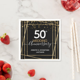 Guardanapo De Papel Fronteira Dourada do 50º aniversário