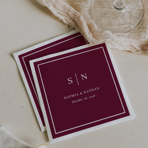 Guardanapo De Papel Fronteira Minimalista e Chic   Casamento Burgundy