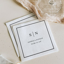 Guardanapo De Papel Fronteira Minimalista e Chic | Casamento Preto e B