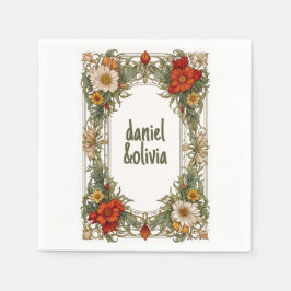 Guardanapo De Papel Fronteira Ornamentada Vitoriana com Casamento de F