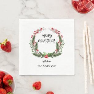 Guardanapo De Papel Frota de Natal com bagas jantadas