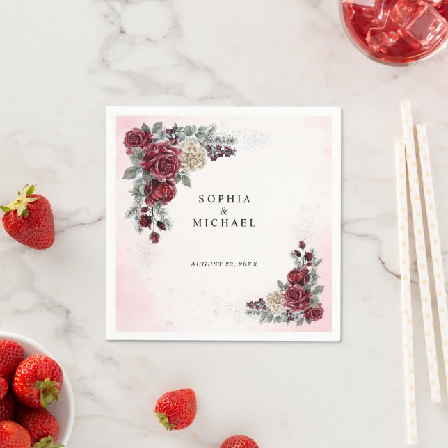 Guardanapo De Papel Frozen Roses Winter Wedding Napkins (Insitu)