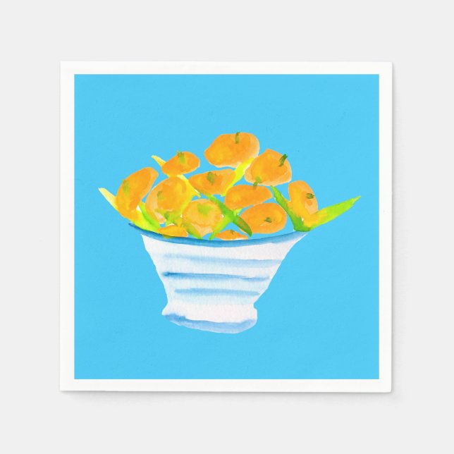Guardanapo De Papel Fruta de aquarela de kumquats laranja (Frente)