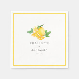 Guardanapo De Papel Fruta de Limão em Aquarela Casamento Personalizado