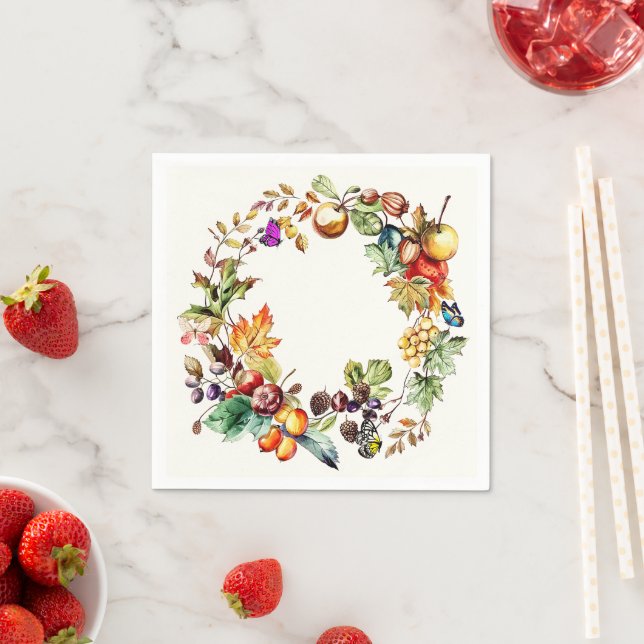 Guardanapo De Papel Fruta de queda e papel de borboleta (Insitu)