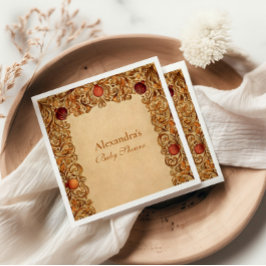 Guardanapo De Papel Fruta Elegante e Chá de fraldas de Folhagem