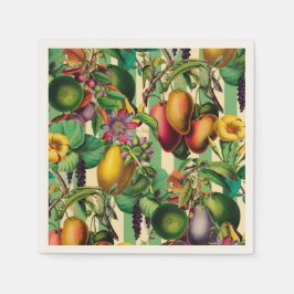 Guardanapo De Papel Fruta Verde e Estilo Retroativo do Jardim Flor