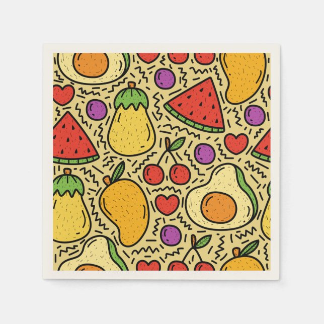 Guardanapo De Papel Frutas de colheita elegantes misturadas para janto (Frente)