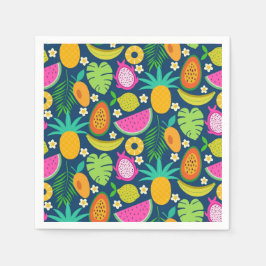 Guardanapo De Papel Frutas de melancia de banana e abacaxi tropicais