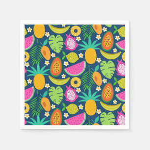 Guardanapo De Papel Frutas de melancia de banana e abacaxi tropicais