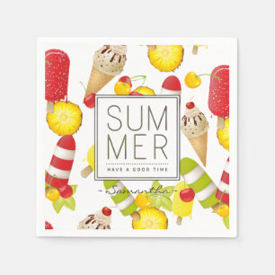 Guardanapo De Papel Frutas de Verão e Diversão de Sorvetes