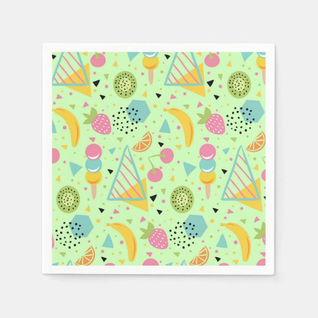 Guardanapo De Papel Frutas de Verão e Formas Geométricas Napkins (Frente)