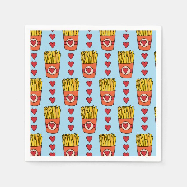 Guardanapo De Papel Fry Day I'm in Love | Punny Cartoon French Fries S (Frente)