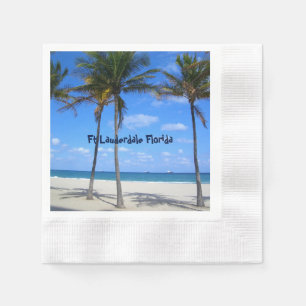 Guardanapo De Papel Ft Lauderdale Florida Sand Beach & Palm Trees