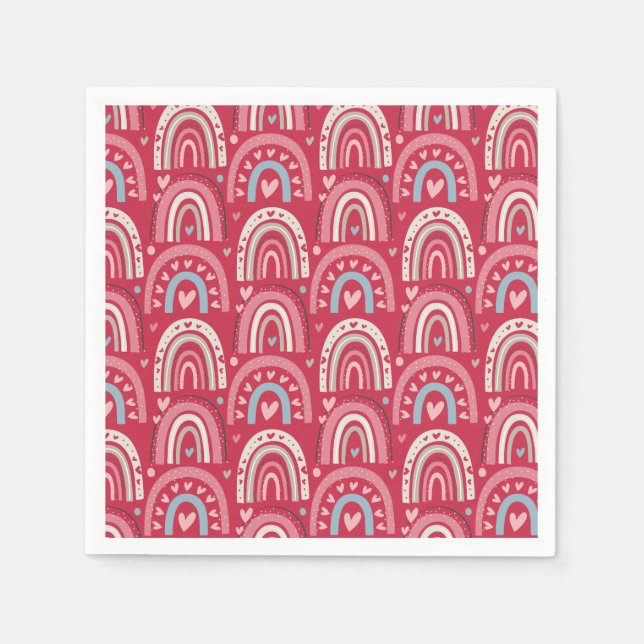 Guardanapo De Papel Fuchsia Dia de os namorados Rainbows (Frente)