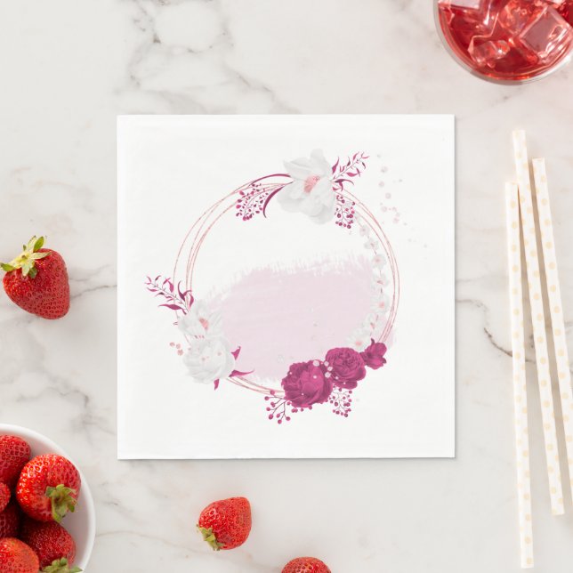 Guardanapo De Papel fuchsia e casamento floral branco (Insitu)