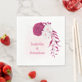 Guardanapo De Papel fuchsia e casamento floral branco