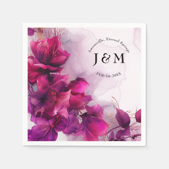 Guardanapo De Papel Fuchsia Enchantation: Watercolor (Frente)