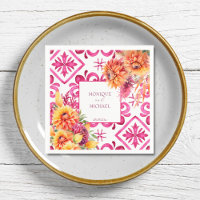 Fuchsia Majolica azulejo dahlia laranja modelo