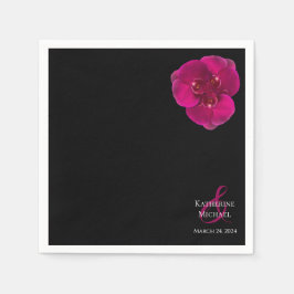 Guardanapo De Papel Fuchsia Negra Moderna e Casamento Branco-