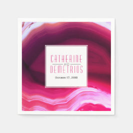 Guardanapo De Papel Fuchsia pink agate geode casamento moderno