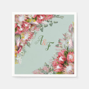 Guardanapo De Papel Fuchsia Protea e Sage Green deixa Napkins
