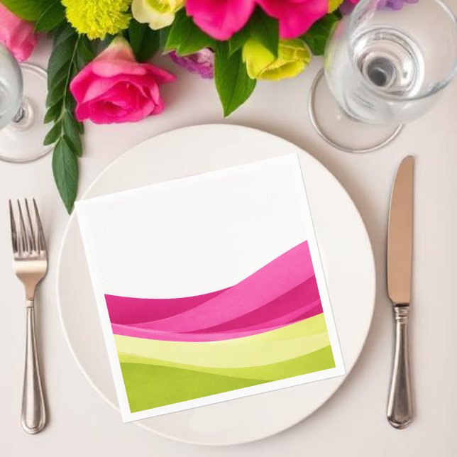 Guardanapo De Papel Fúcsia e Verde Lima  (Fuchsia and Lime Green  Napkins )