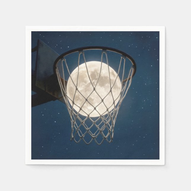 Guardanapo De Papel Full Moon In a Basketball Net (Frente)