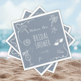 Guardanapo De Papel Fun Beach Doodle Illustrations Bridal Shower