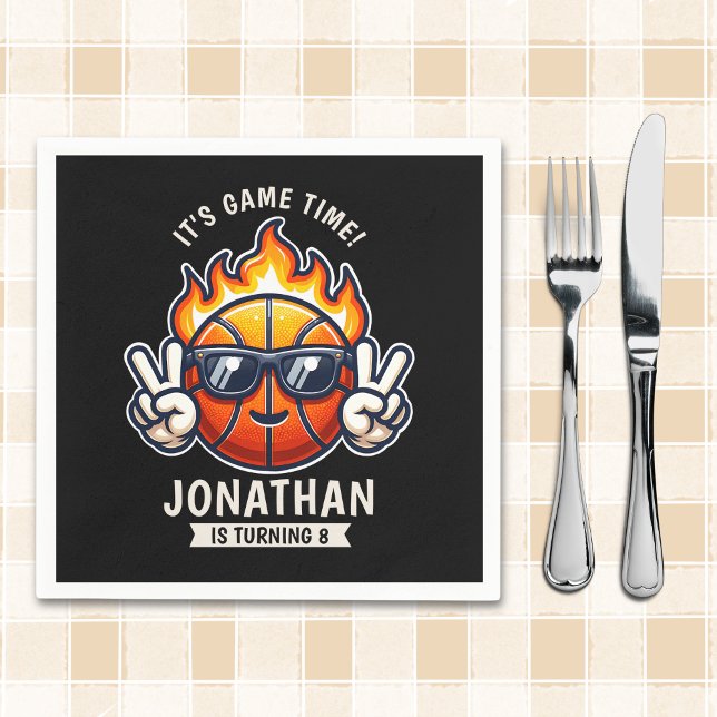 Guardanapo De Papel Fun Birthday Boy with Basketball Theme (Criador carregado)