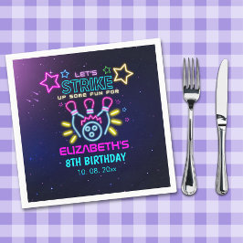 Guardanapo De Papel Fun Bowling Neon  Birthday Girl