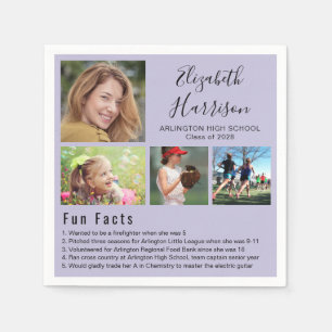 Guardanapo De Papel Fun Facts Photos Purple Graduation Napkins