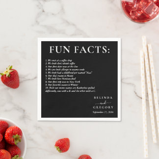 Guardanapo De Papel Fun Facts Wedding Cocktail Text Black White
