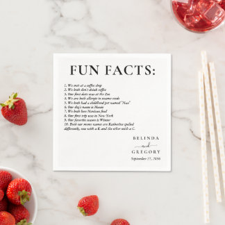 Guardanapo De Papel Fun Facts Wedding Cocktail Text Black White