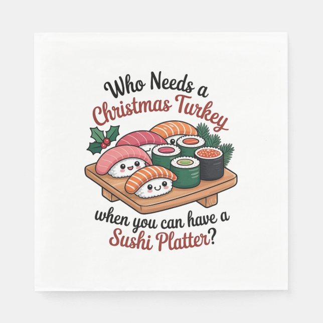 Guardanapo De Papel Fun Kawaii Christmas Sushi Platter (Frente)