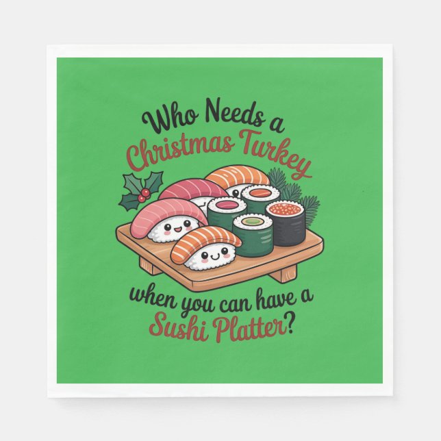 Guardanapo De Papel Fun Kawaii Christmas Sushi Platter (Frente)