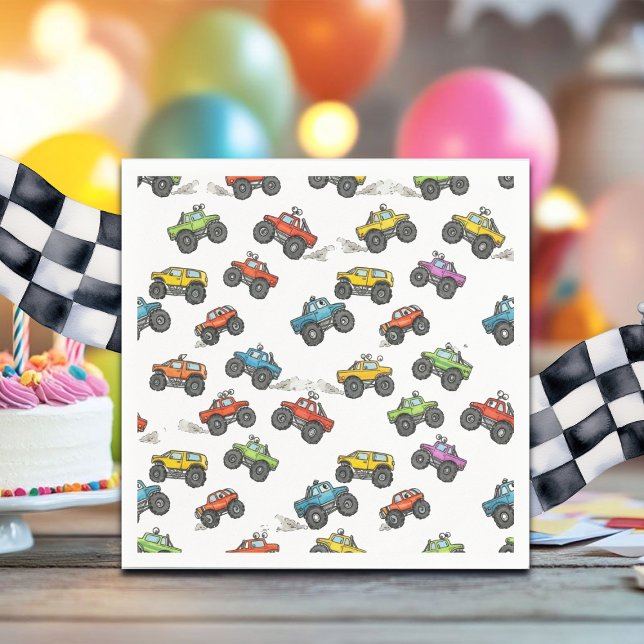 Guardanapo De Papel Fun Monster Trucks Birthday Party  (Criador carregado)
