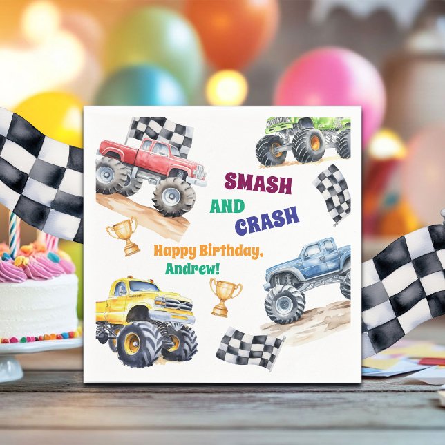 Guardanapo De Papel Fun Monster Trucks Birthday Party (Criador carregado)